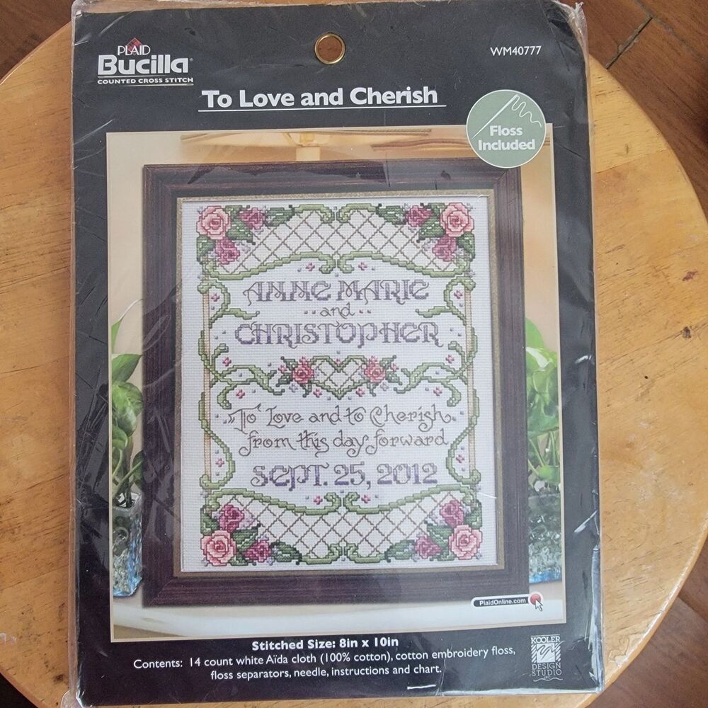 Bucilla "To Love and Cherish" Counted Cross Stitch Kit Wedding Gift Size 8"x10"